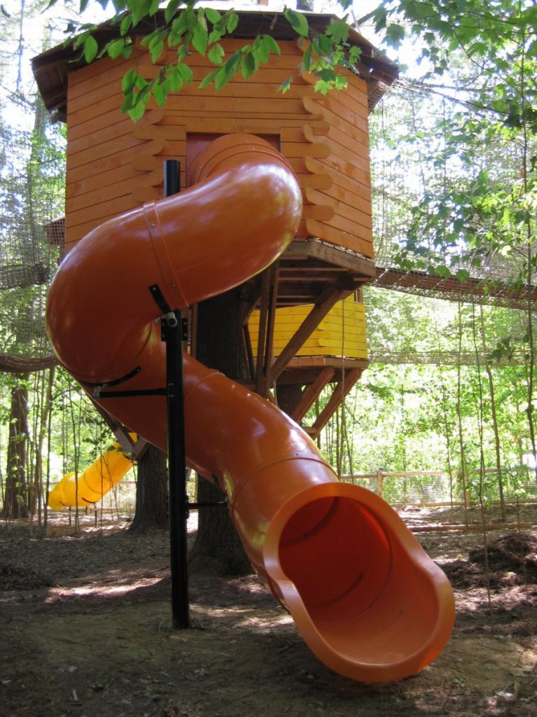 an orange tube slide