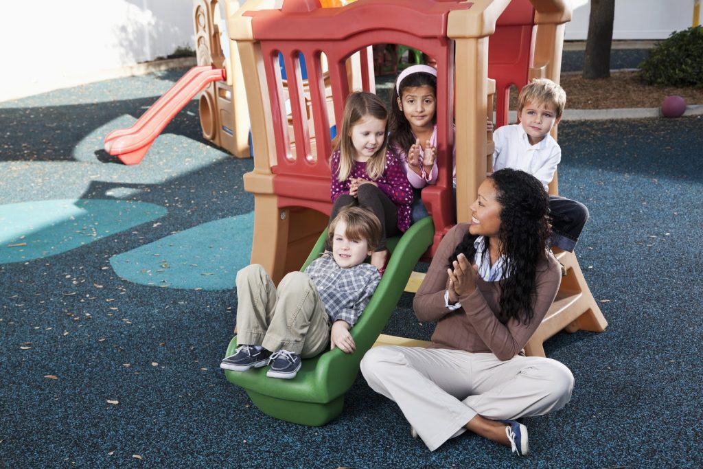 a family together on a playground