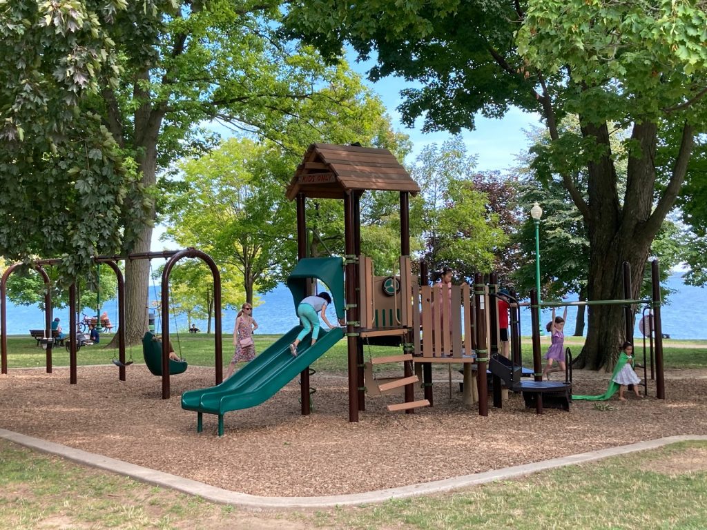 a playground with children playing