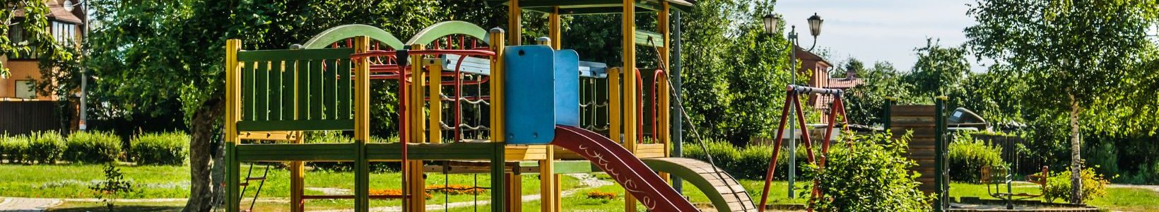 An old metal outdoor playground.