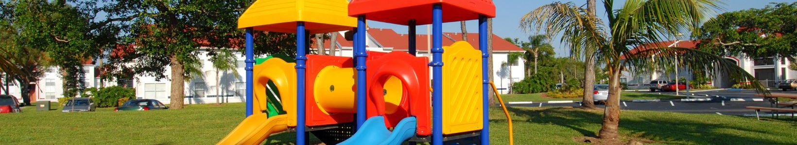 A small plastic outdoor playground.