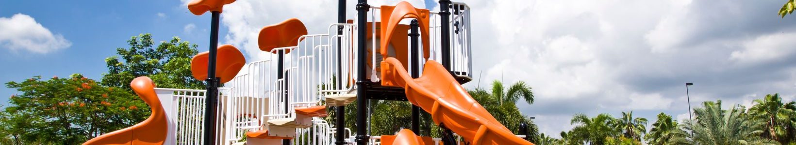 An orange, black and white playground.