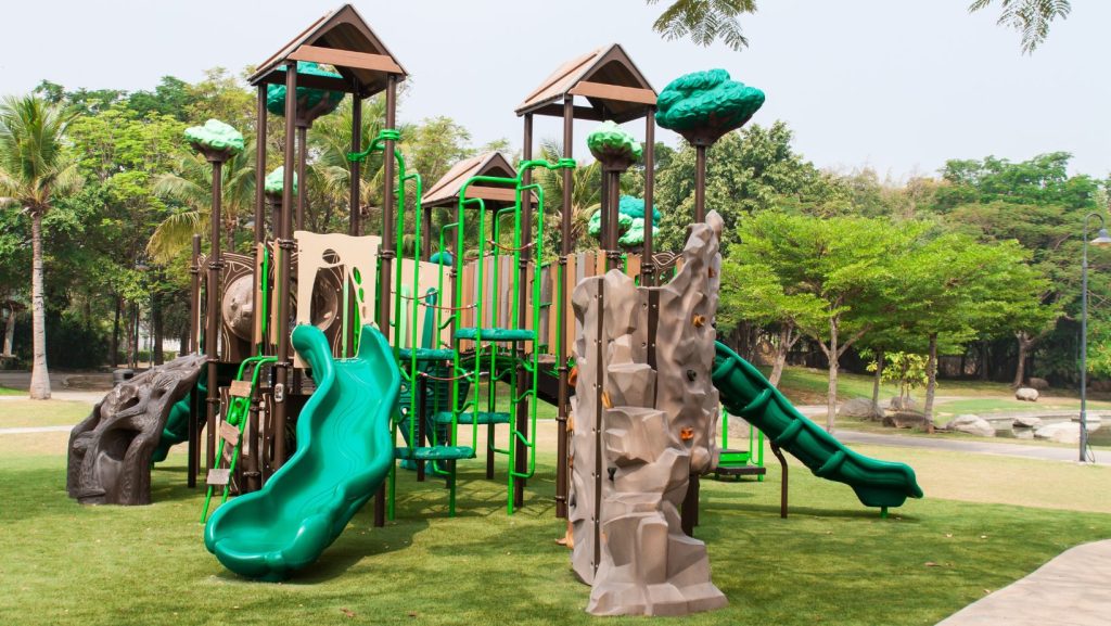 Colorful outdoor playground equipment