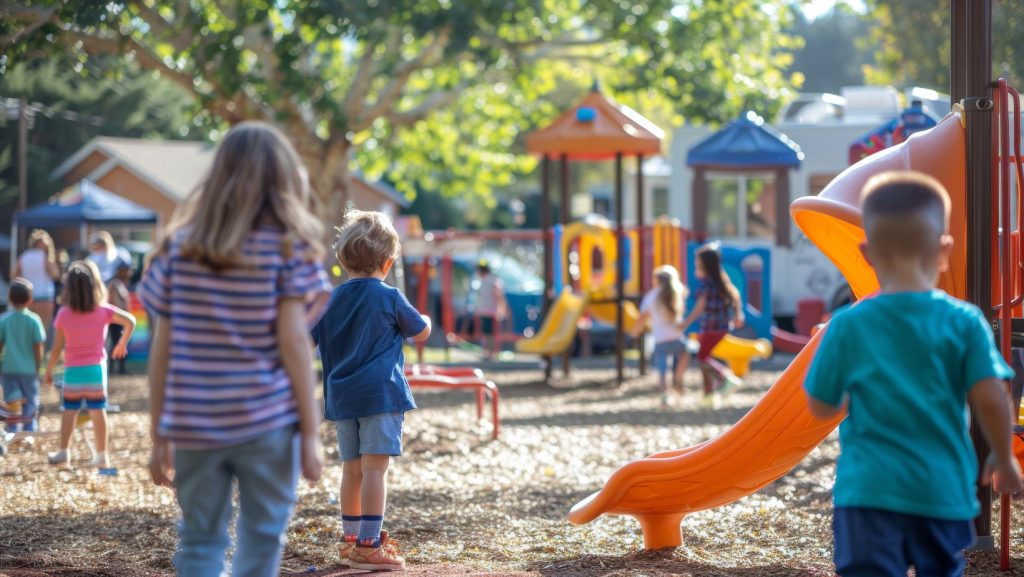 Children playing on a playground