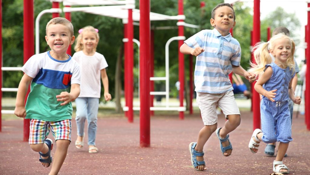 Kids playing together on a playground