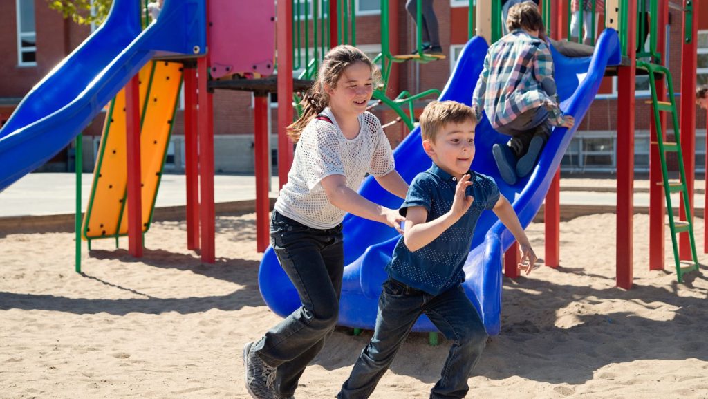 kids playing on a playground